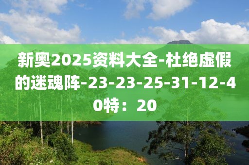 新奥2025资料大全-杜绝虚假的迷魂阵-23-23-25-31-12-40特：20