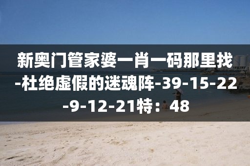 新奥门管家婆一肖一码那里找-杜绝虚假的迷魂阵-39-15-22-9-12-21特：48
